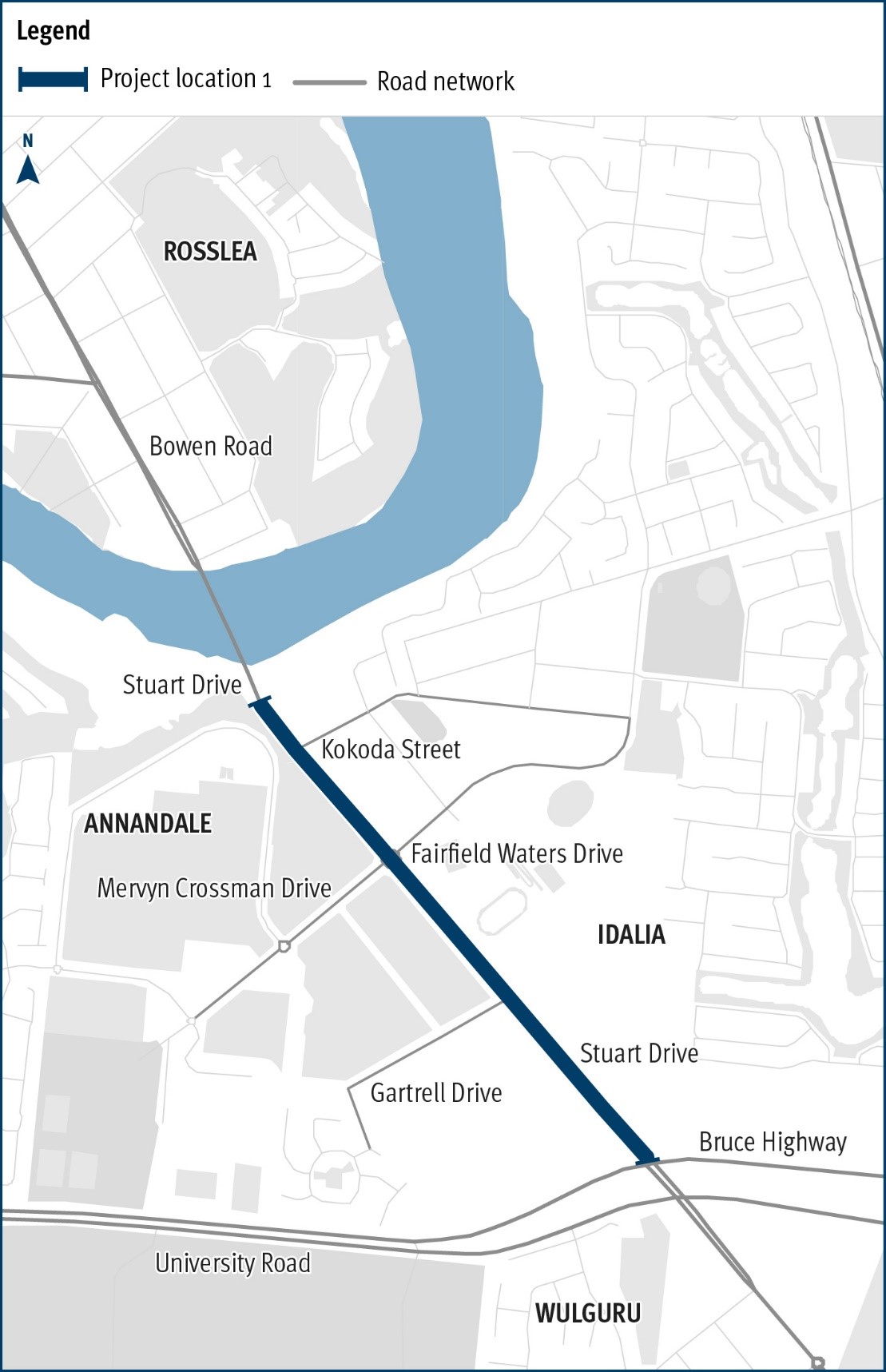 Townsville Connection Road Idalia University Road to Bowen Road Bridge improve safety project map