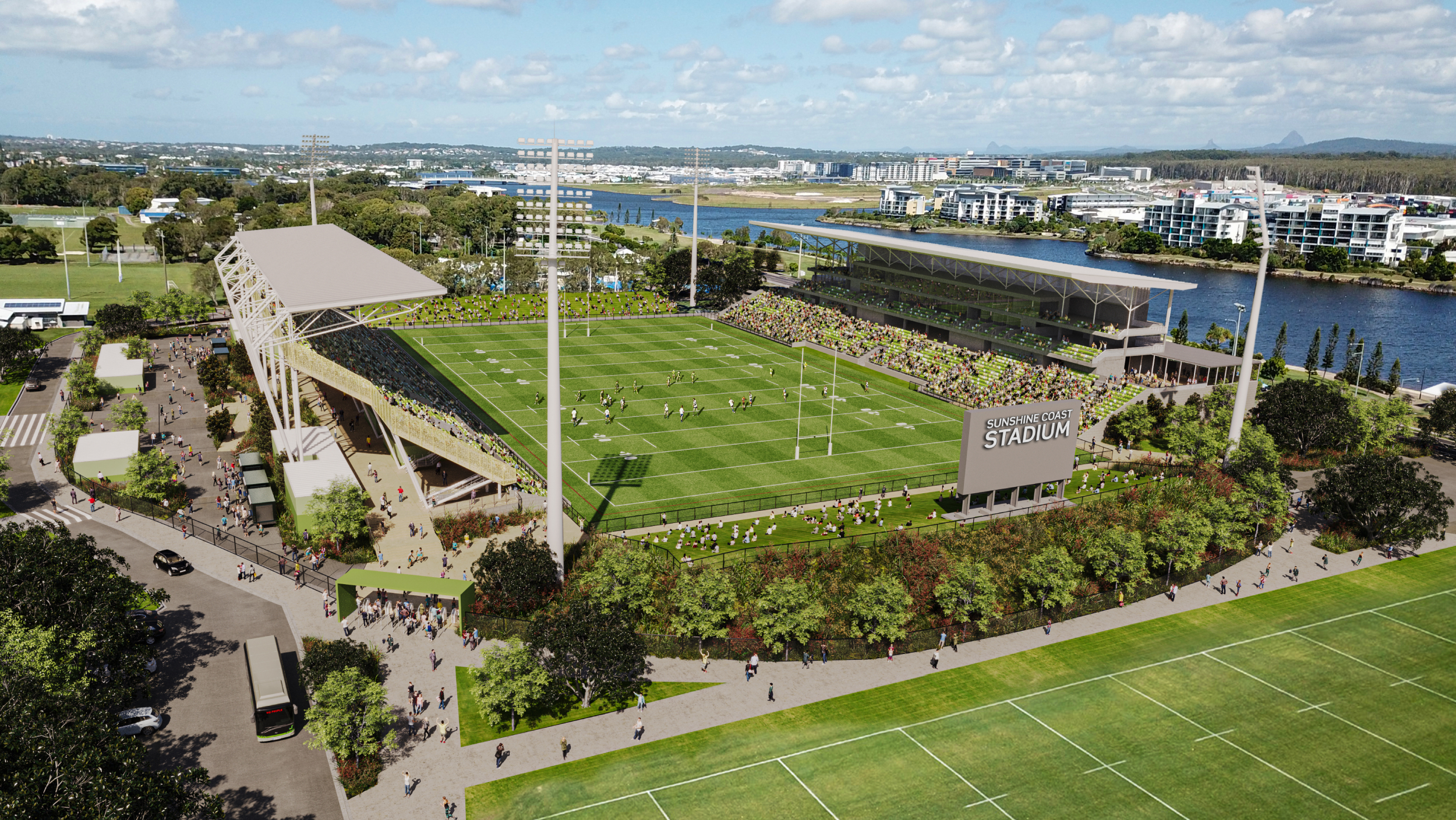 scaled-Render Sunshine Coast Stadium - Aerial View