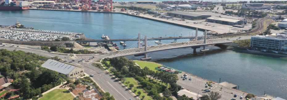 Artist impression of the new Fremantle Traffic Bridge (cr: Main Roads Western Australia)